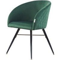 Life Interiors Single Vittorio Velvet Dining Chair Upholstered For Dining Room Kitchen Restaurant Office Green, Green