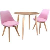 Life Interiors 'Round Lorenzo' Dining Set with a Table & Chairs Set of 2 in Pink