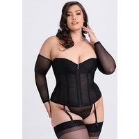 Lovehoney Plus Size Secret Silhouette Black Steel-Boned Long Sleeve Corset - Black