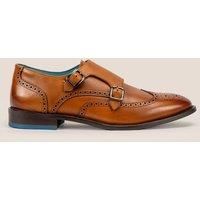 Oswin Hyde Men's Warren Leather Monk Strap Brogues in Tan | Size: 7