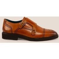 Oswin Hyde Men's Shelby Leather Monk Strap Brogues in Tan | Size: 12