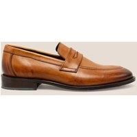Oswin Hyde Wyatt Mens Crust Leather Loafer Shoes for Casual and Formal Events Tan