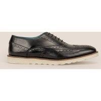 Oswin Hyde Tyler II Men/'s Premium Wingtip Oxfords Shoes - Polished Lace-Up Genuine Leather with Lambskin Lining Black