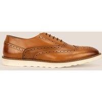Oswin Hyde Tyler II Men/'s Premium Wingtip Oxfords Shoes - Polished Lace-Up Genuine Leather with Lambskin Lining Tan