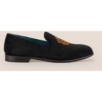 Luther Black Velvet Embroidered Slipper