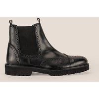 Oswin Hyde Men's Grant Leather Brogue Chelsea in Black | Size: 7