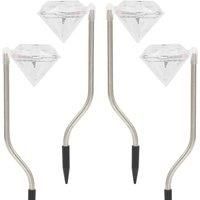 SA Products Solar Diamond Stake Lights - White LED Lamps for Outdoor Lighting - Colour-Changing Garden Decor for Pathway, Yard, Flower Bed - Weather-Proof, Waterproof, Easy to Install - 4-Pack
