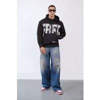 LONDON ATTITUDE Men's Relax Fit Black Hoodie with Bold FREE Print & Sleeve Branding | Size: Large