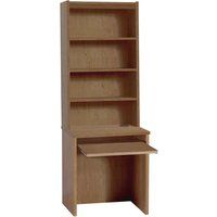 R White Small Desk with Slide-out Keyboard Shelf and OSD Hutch, English Oak