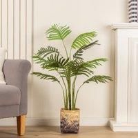 Scottish Everlastings Ltd Palm Tree In Bamboo Basket 90cm, Green
