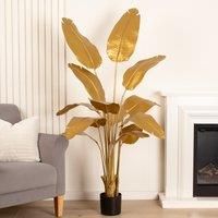 Scottish Everlastings Ltd Real Touch Gold Banana Palm 160cm, Gold