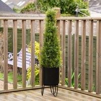 Scottish Everlastings Ltd Cedar Topiary Cone In Metal Footed Pot UV 107cm, Green
