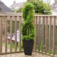 Scottish Everlastings Outdoor 122Cm Artificial Twisted Cedar Topiary In Square Pot
