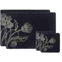 Selbrae House Slate Place Mat & Coaster Set - Thistle Trio