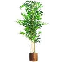 Leaf Design UK Artificial Bamboo Plants/Trees, Wood, Natural Green Copper Planter, 120cm