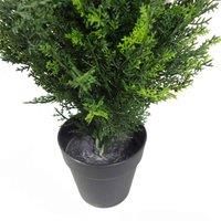 Leaf Artificial Cedar Cypress Topiary Tree Protected, Metal, Green 60cm UV, 2 feet