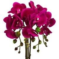 52cm Artificial Orchid Large - Dark Pink / Silver