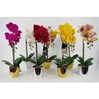 Orchids Plants Flowers Artificial Realistic - with Planters by Leaf Design