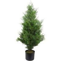 Leaf Artificial Cedar Cypress Confier Trees, Wood, Green 90cm Bushy, 3 feet