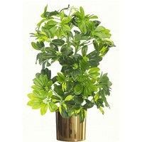 75cm Artificial Arboricola Gold Capella Plant - Gold Metal Planter
