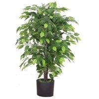 Leaf Design UK Artificial Realistic Potted House Plants, Metal, Green Bushy Ficus-Gold, 90cm