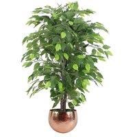 90cm Artificial Ficus Tree / Plant -Copper Metal Planter