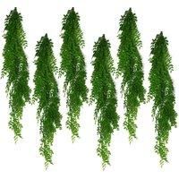Artificial Hanging Fern Plant 100cm String of Pearls Light Green - Pack of 6