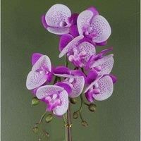 Leaf 50cm Phalaenopsis Orchid Artificial - Purple/White - Gold Pot