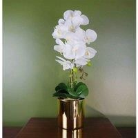 Artificial Orchids Flower Plant Displays - with Planters by Leaf Design