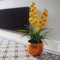 Artificial Orchids Flower Plant Displays - with Planters by Leaf Design