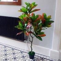 Croton Artificial Plants Realistic Codiaeum Foliage Display Home Office