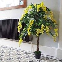 Leaf 120cm Yellow Flowering Wisteria Tree, Wood, Green