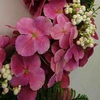 Leaf 40Cm Artificial Pink Floral Blossom Wreath Natural Look