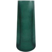 Designer Glass Vases, 28cm Green Ridged