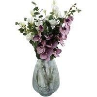 Designer Glass Vases, 30cm Smoke Ridged