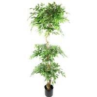 Leaf 180Cm Artificial Twisted Trunk Fruticosa Ficus Tree Triple Ball Topiary 1984 Leaves