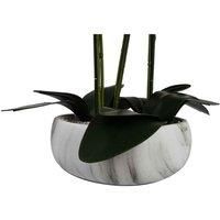 Leaf 60Cm Orchid Artificial Pink - Marble Effect Ceramic Planter, Pink