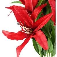 Pack of 6 x 100cm Large Red Lily Stem - 18 Flowers
