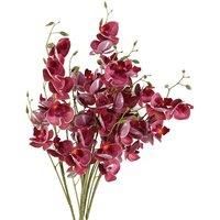 Leaf Pack Of 6 X 80Cm Dark Pink Artificial Mini Orchid Stem