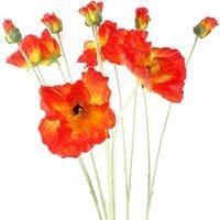 Artificial Flowers Poppy Stem - 2 Flowers 100cm Pack of 6