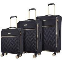 Rock Sloane 3 Piece Set Softside Expandable Suitcase in Black