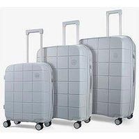 Rock Luggage Pixel 8 Wheel Hardshell 3Pc Suitcase With Tsa Lock -Grey