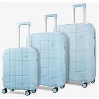 Rock Luggage Pixel 8-Wheel Hardshell 3-Piece Suitcase Set With Tsa Locks - Pastel Blue