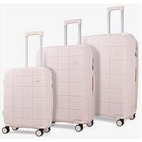 Rock Luggage Pixel 8 Wheel Hardshell 3Pc Suitcase With Tsa Lock -Pastel Pink