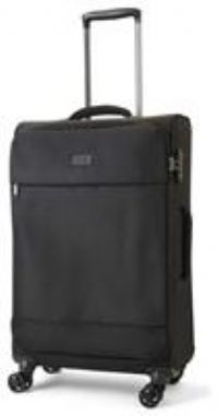 Rock Luggage Paris 8 Wheel Softshell Lightweight Medium Suitcase With Lock -Black