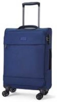 Rock Luggage Paris 8 Wheel Softshell Lightweight Small Suitcase With Lock -Navy