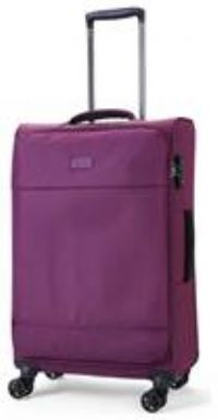 Rock Luggage Paris 8 Wheel Softshell Lightweight Medium Suitcase With Lock -Purple