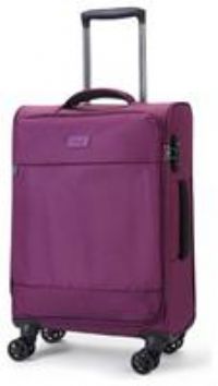 Rock Luggage Paris 8 Wheel Softshell Lightweight Small Suitcase With Lock -Purple