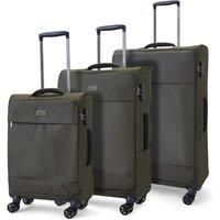 Rock Luggage Paris 8 Wheel Softshell Lightweight 3Pc Suitcase With Lock -Green