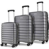 Rock Luggage Berlin 8 Wheel Hardshell 3Pc Suitcase Set - Charcoal